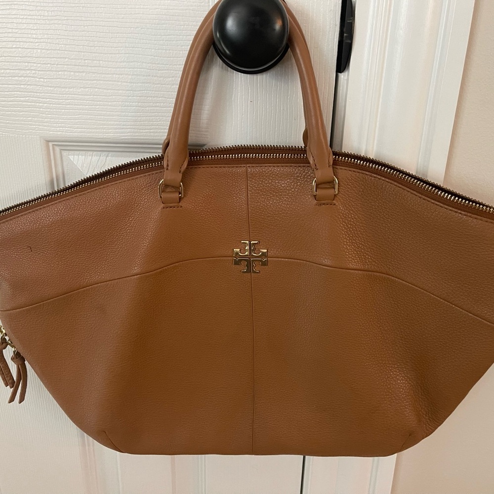Tory Burch Cognac Pebbled Leather Tote